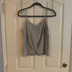 Grey Tie Front Knot Spaghetti Strap Camisole Blouse